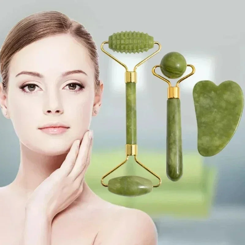 Natural Jade Roller Face Gua Sha Kit
